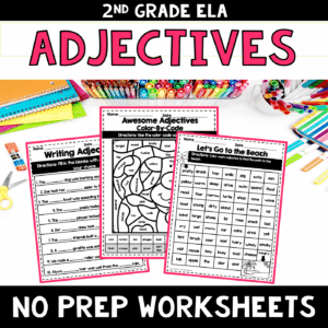 Adjectives NO PREP Worksheets 2nd Grade