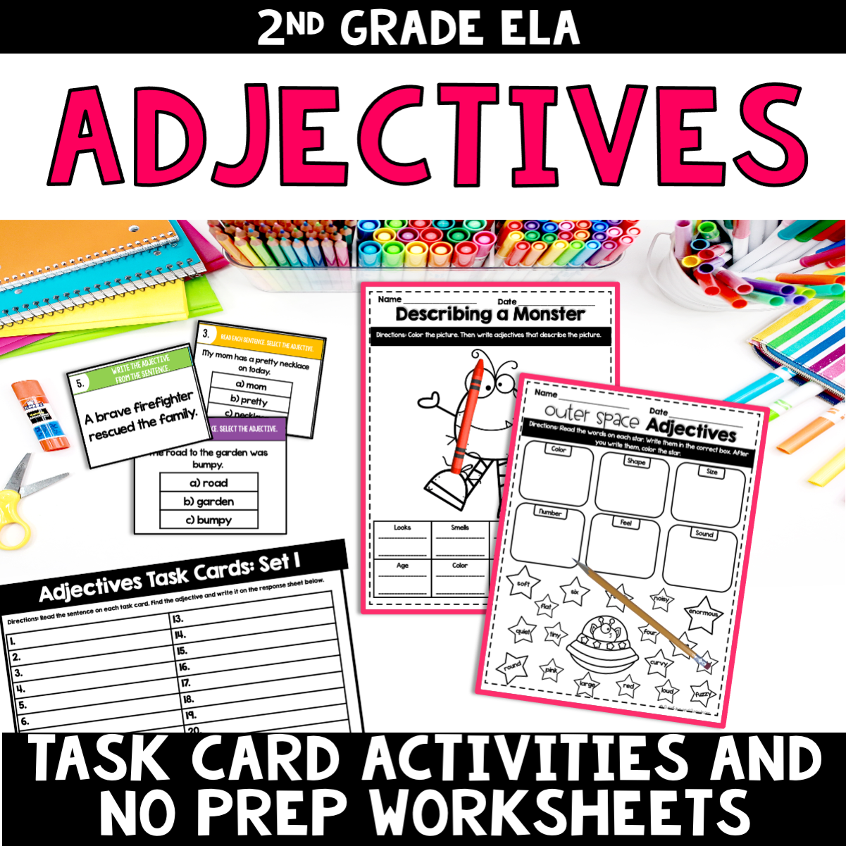 Adjectives No Prep Worksheets Cover