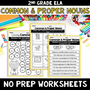 Common and Proper Nouns NO PREP Worksheets 2nd grade