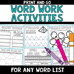Word Work Activities for ANY word list No PREP Worksheets
