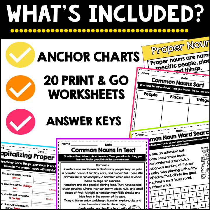 Common and Proper Nouns Worksheets NO PREP | 2nd Grade Language 2L.GC.1.9 - Image 2