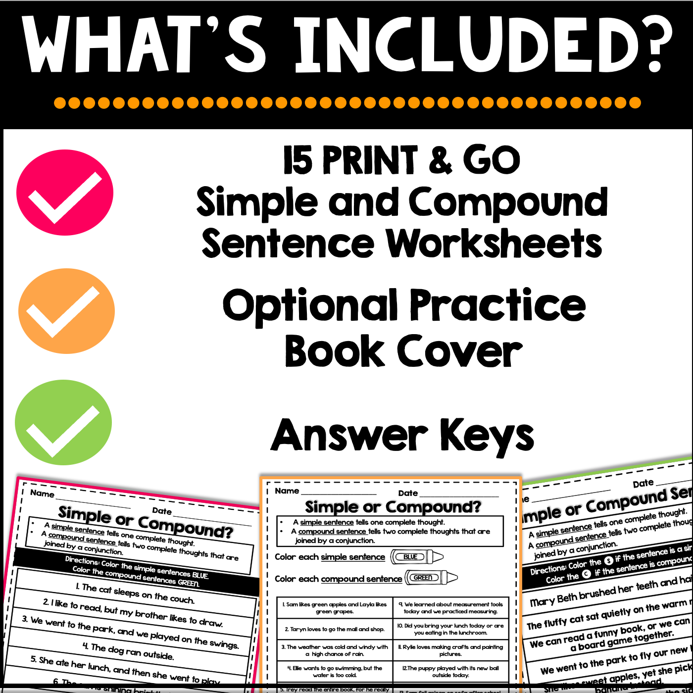 Simple and Compound Sentences Worksheets NO PREP | 2nd Grade Language 2L1.f - Image 2