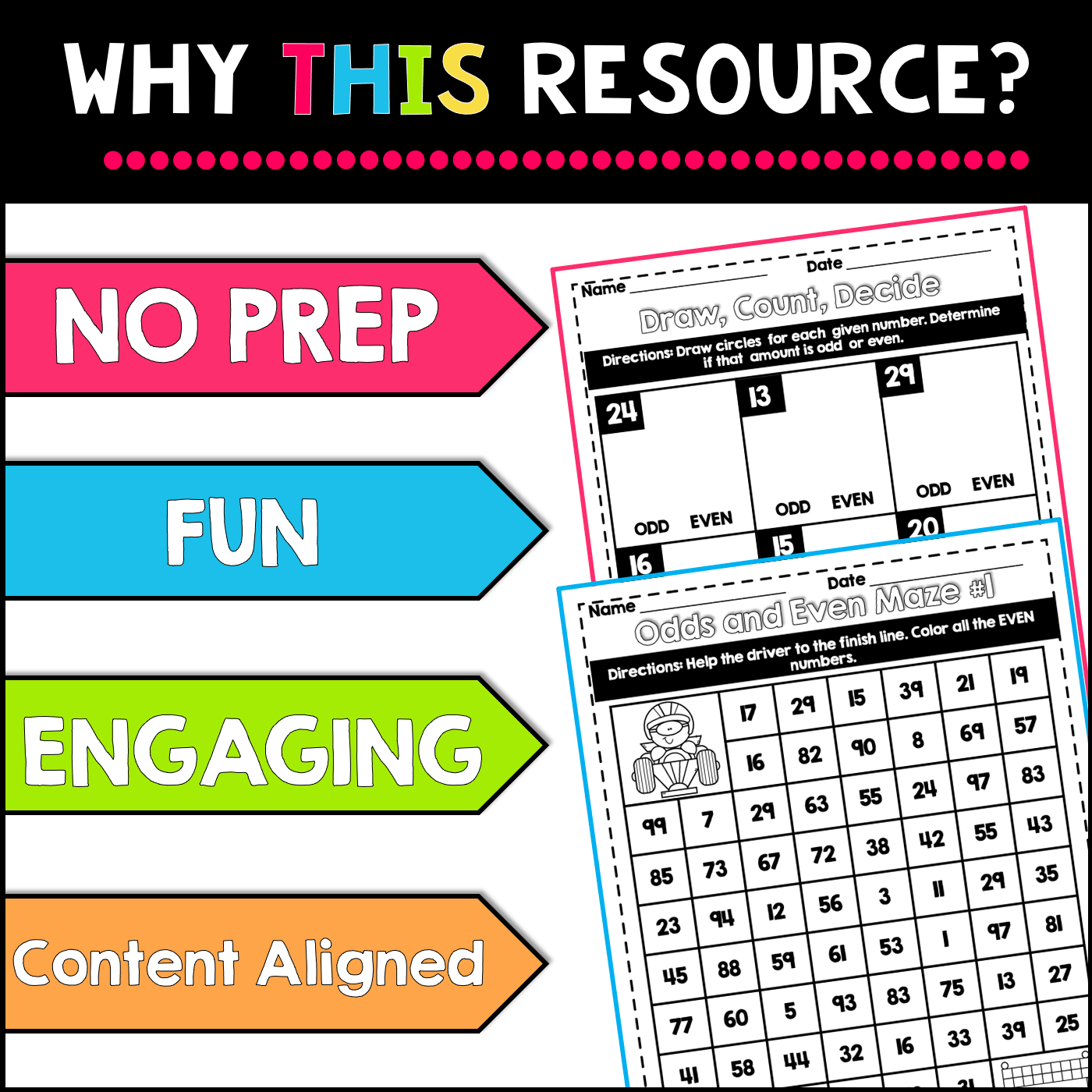 Odd and Even Numbers NO PREP Worksheets and Task Card Activities BUNDLE - Image 6