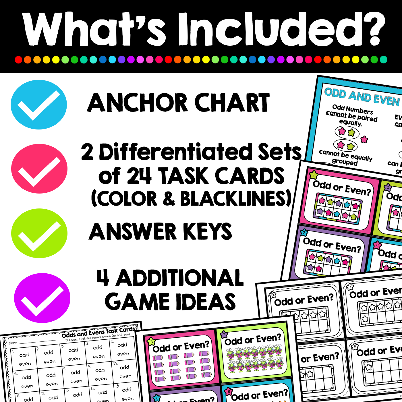 Odd and Even Numbers NO PREP Worksheets and Task Card Activities BUNDLE - Image 8