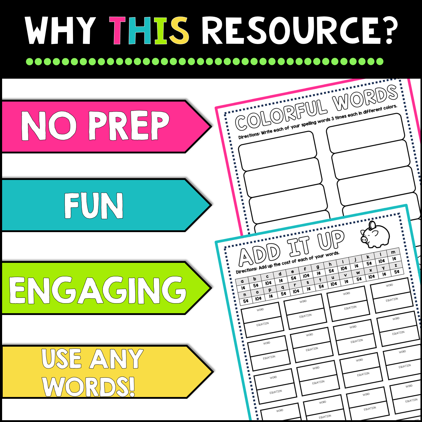 Spelling Activities for Any List of Words NO PREP K-5 Activities and Worksheets - Image 3