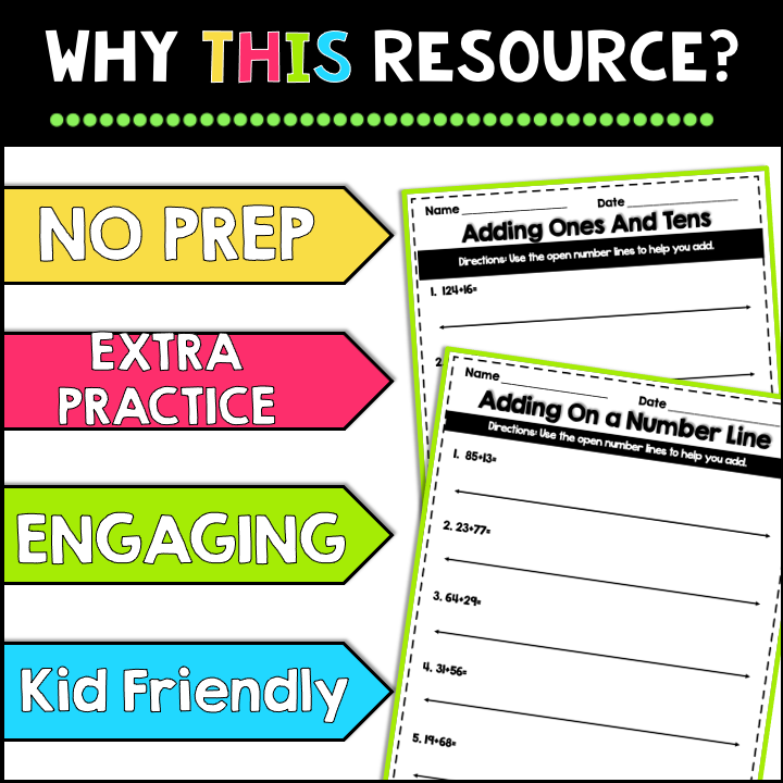 Open Number Line Addition to 100 NO PREP Worksheets | 2nd Grade 2.NR. 2.4 - Image 4
