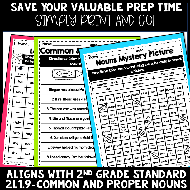 Common and Proper Nouns Worksheets NO PREP | 2nd Grade Language 2L.GC.1.9 - Image 4