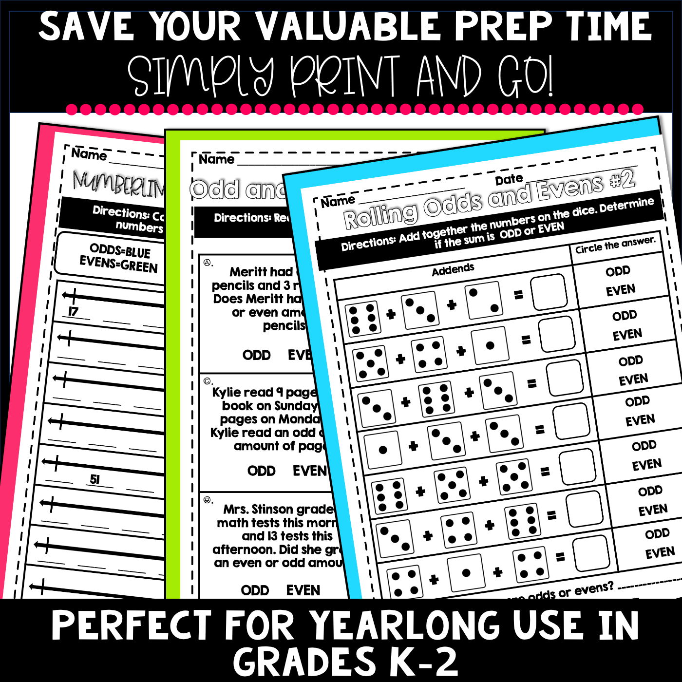 Odd and Even Numbers NO PREP Worksheets and Task Card Activities BUNDLE - Image 3