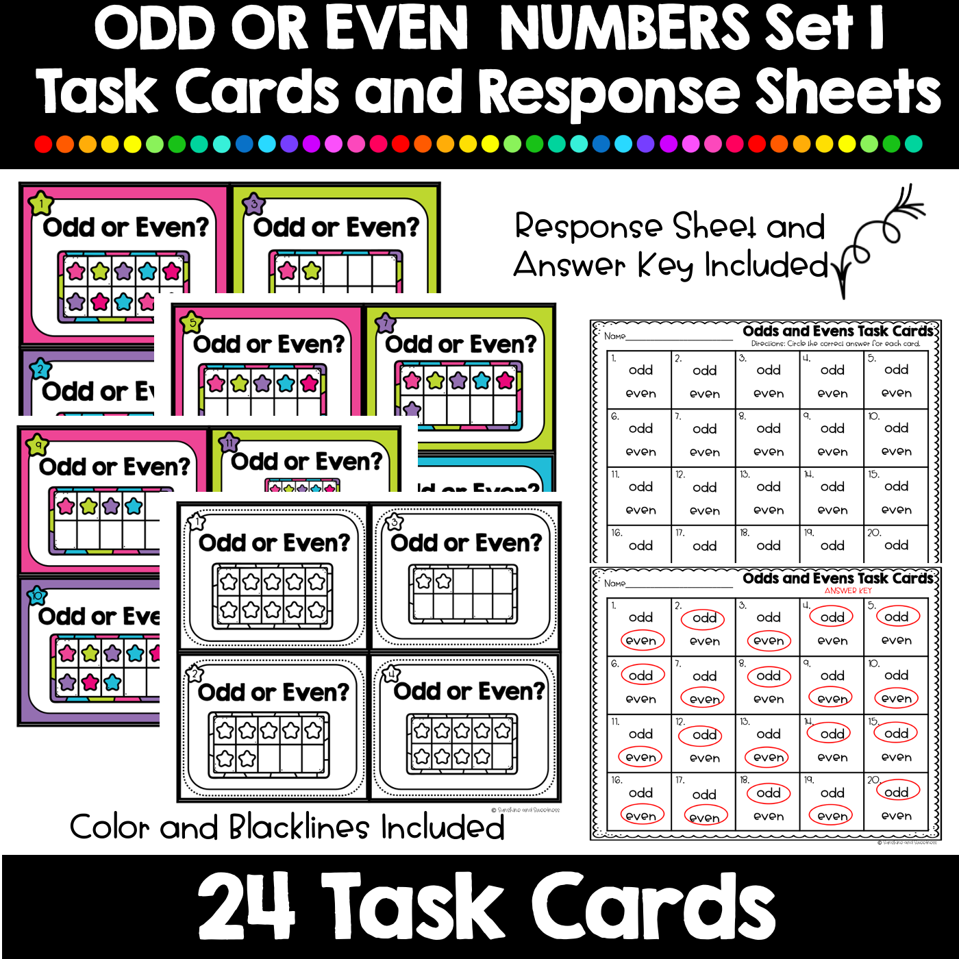Odd and Even Numbers NO PREP Worksheets and Task Card Activities BUNDLE - Image 9