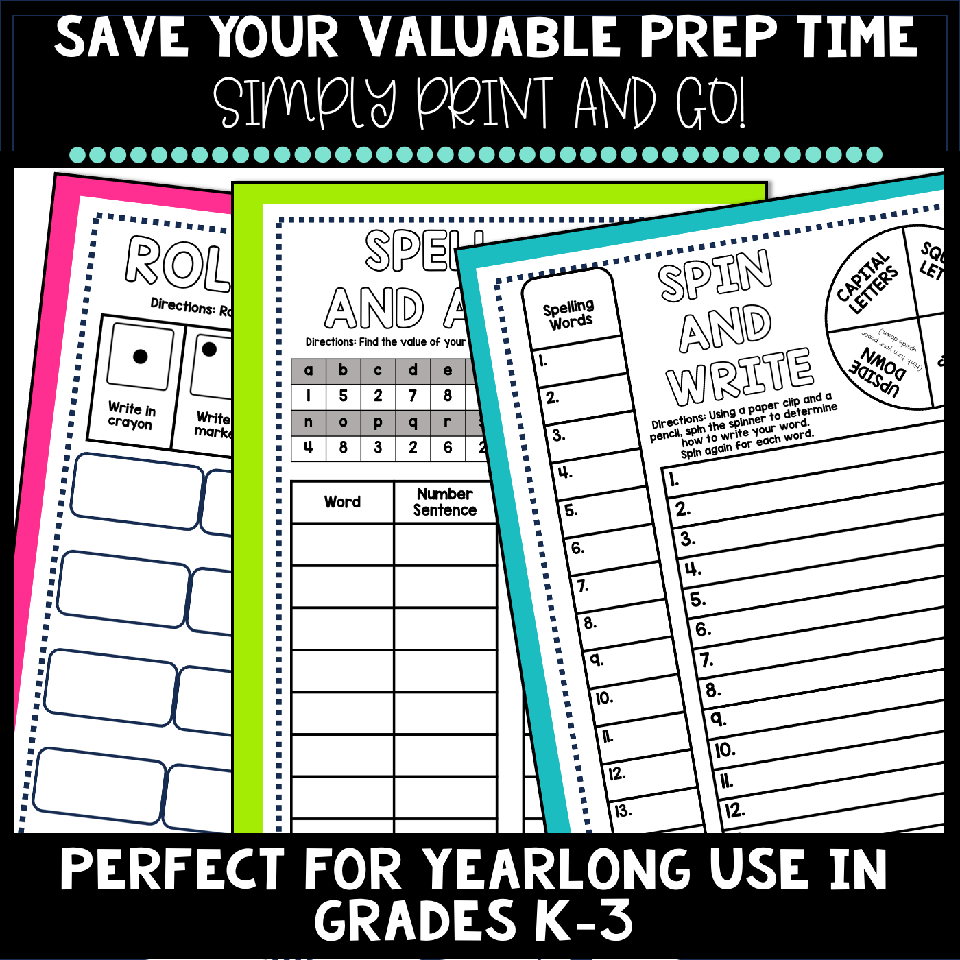 Spelling Activities for Any List of Words NO PREP K-5 Activities and Worksheets - Image 4
