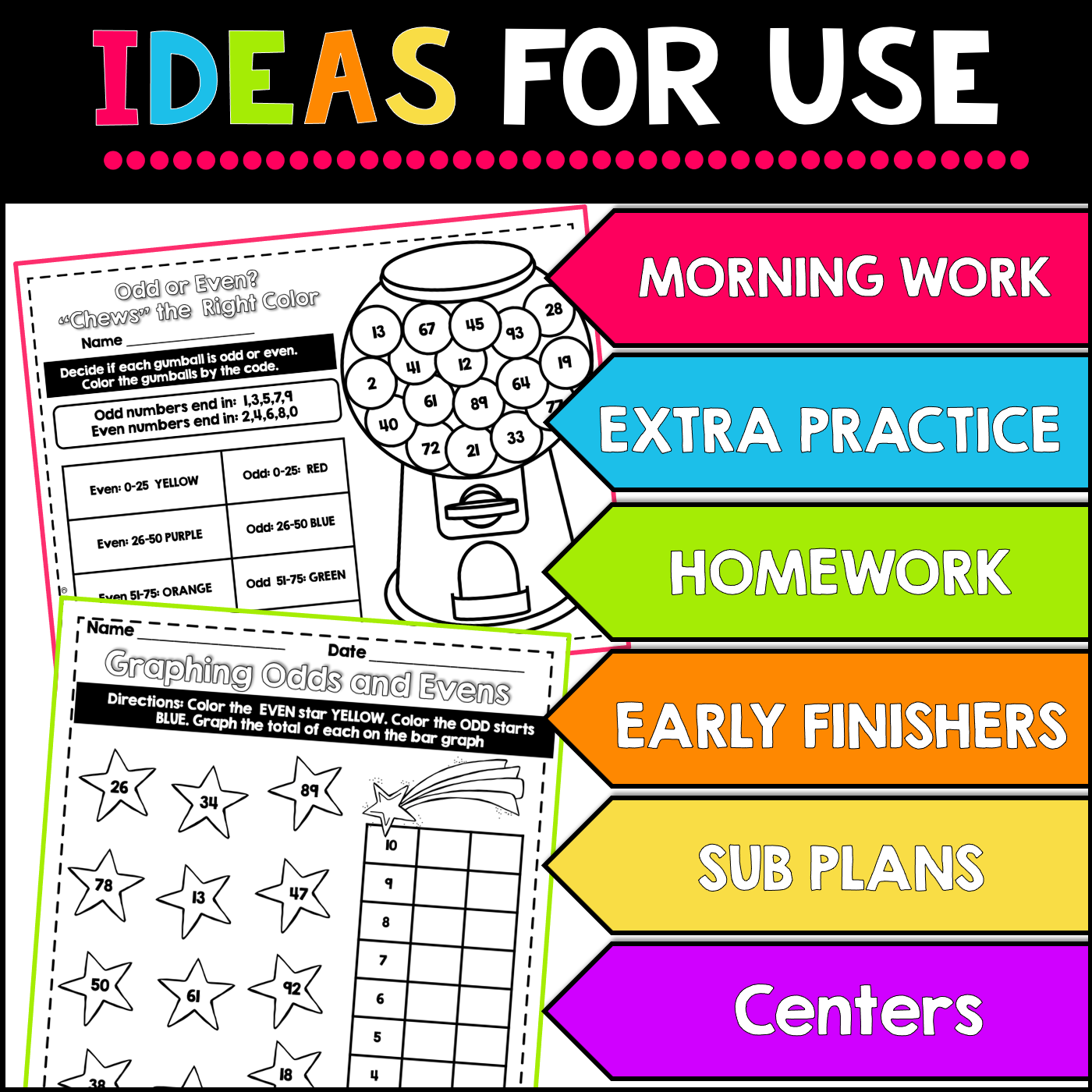 Odd and Even Numbers No PREP Worksheets 2nd Grade Math
