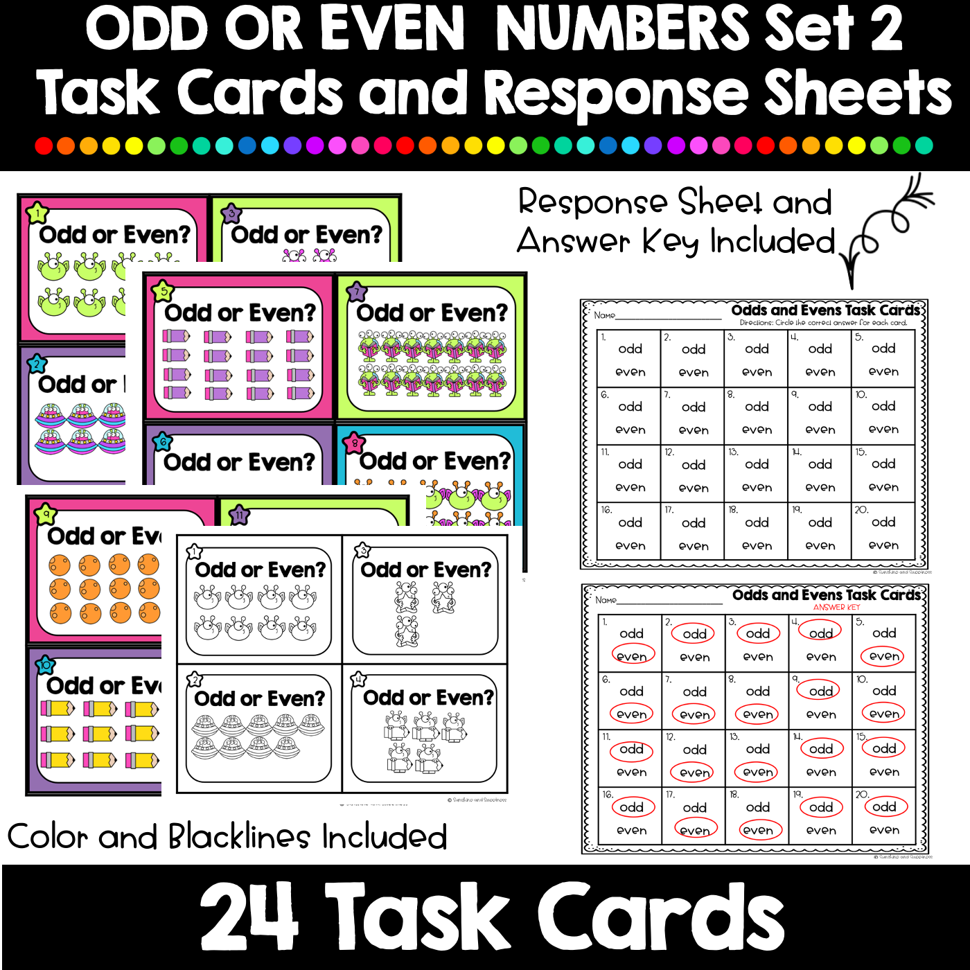 Odd and Even Numbers NO PREP Worksheets and Task Card Activities BUNDLE - Image 10
