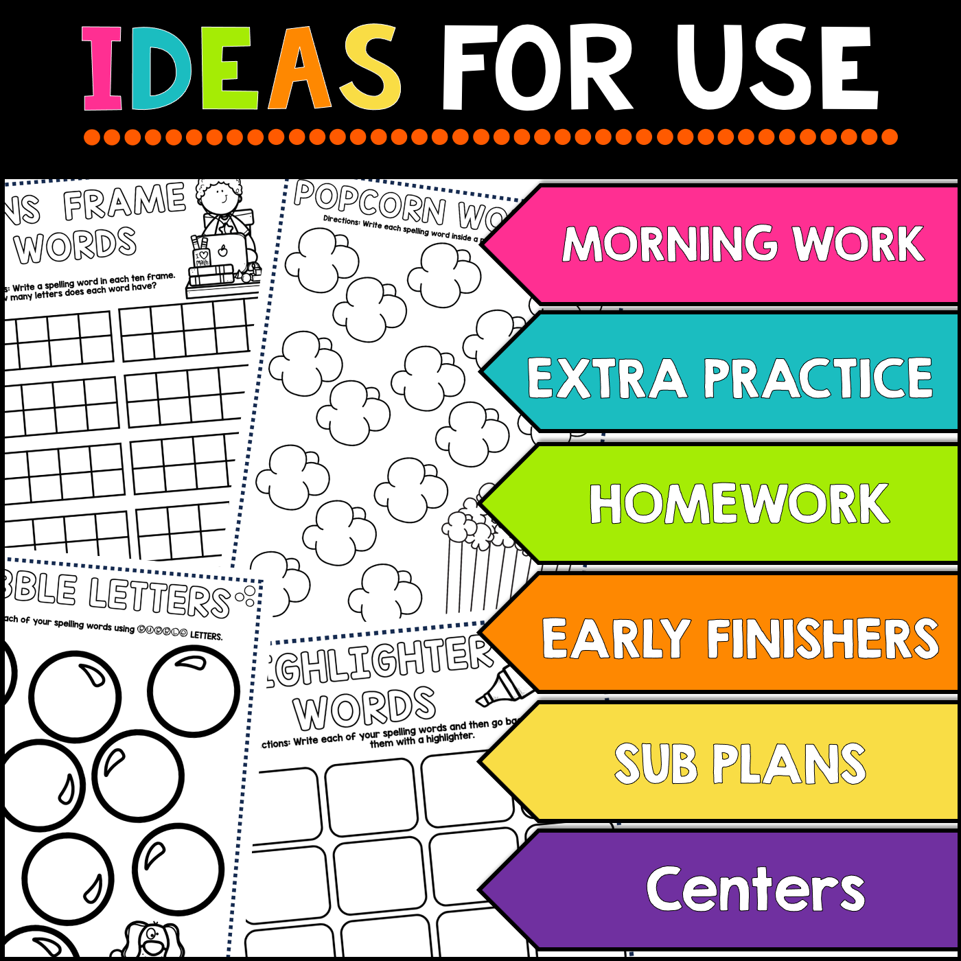 Spelling Activities for Any List of Words NO PREP K-5 Activities and Worksheets - Image 5