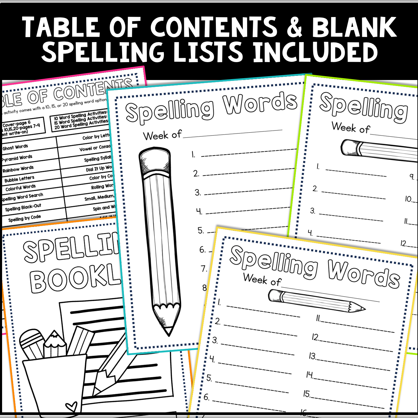 Spelling Activities for Any List of Words NO PREP K-5 Activities and Worksheets - Image 6