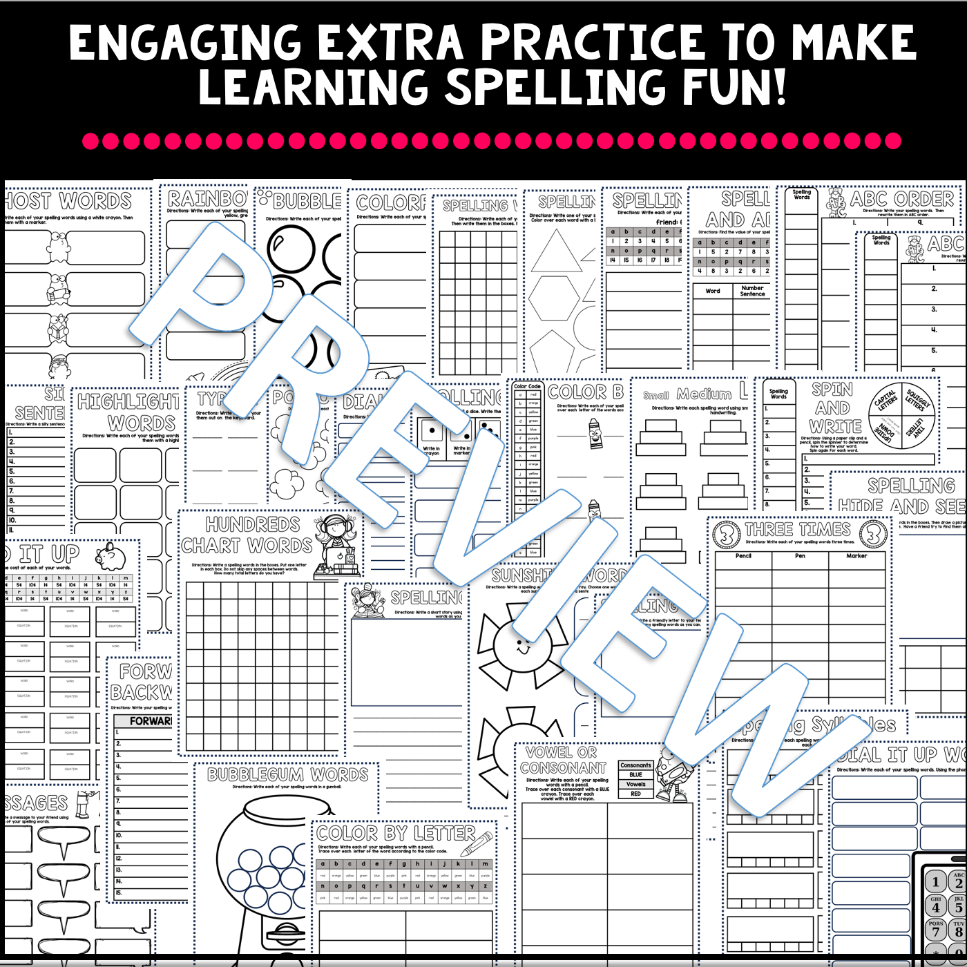 Spelling Activities for Any List of Words NO PREP K-5 Activities and Worksheets - Image 7