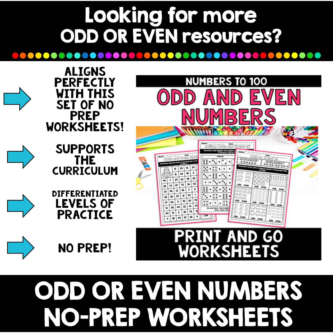 Odd and Even Numbers Task Cards and NO Prep Worksheets BUNDLE
